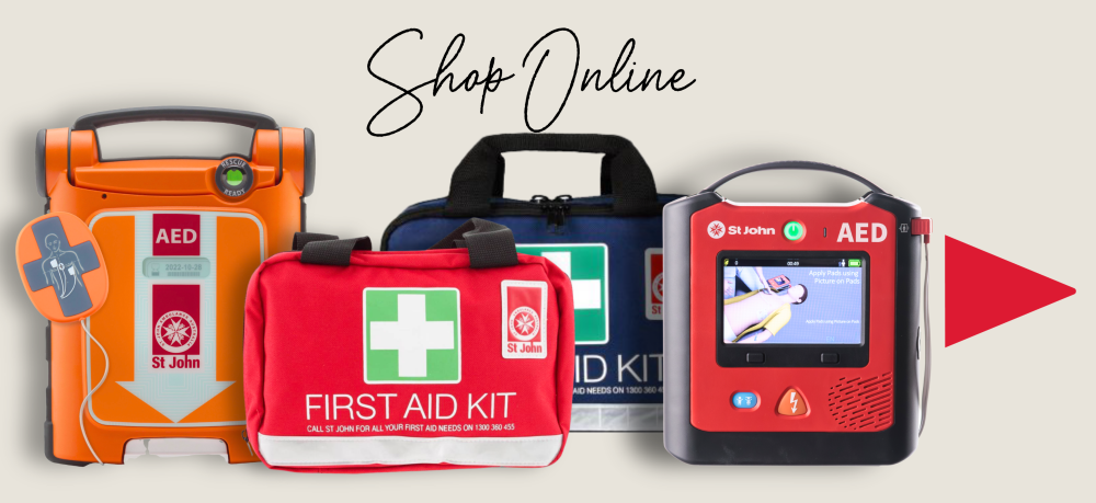 banner showing first aid kits and aeds