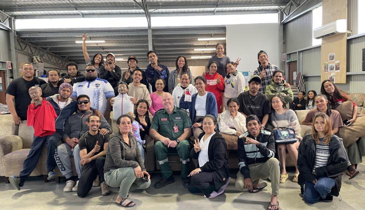 A group shot of Timor Leste and Tongan workers at Murakaei Farm 