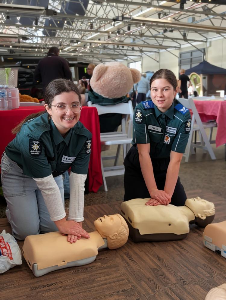 St John Youth Members practicing CPR